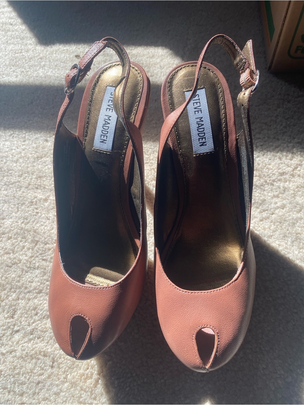 Steve Madden Women's light brown Slingback Peep-Toe Heels